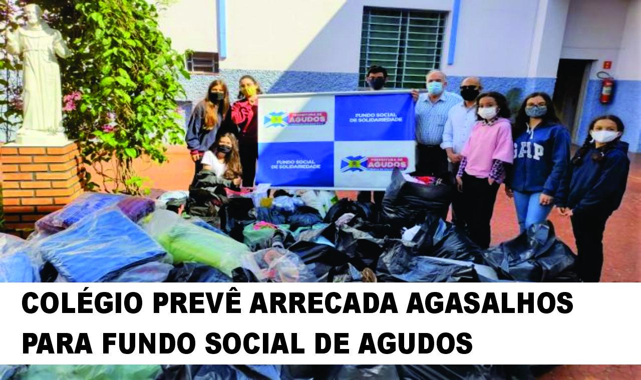 FUNDO SOCIAL RECEBE DOAÇÃO DE AGASALHOS DO COLÉGIO PREVÊ OBJETIVO