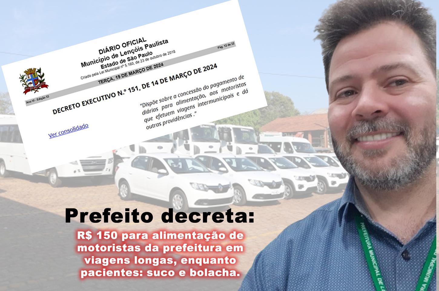 Prefeito decreta: Motoristas municipais merecem banquete em viagens, enquanto pacientes se contentam com bolacha e suco