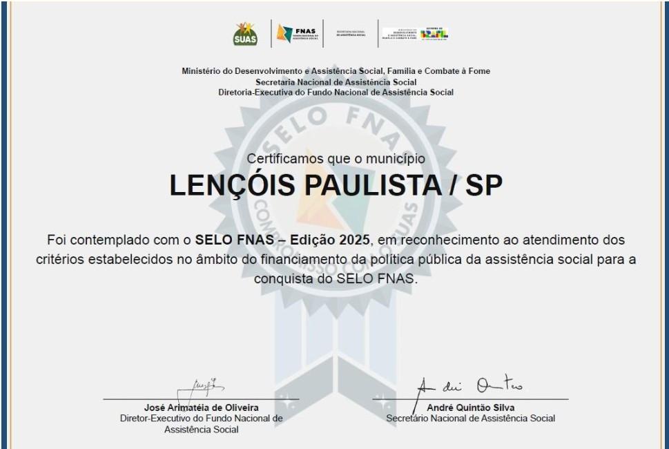 Lençóis Paulista conquista selo nacional e reforça compromisso com quem mais precisa