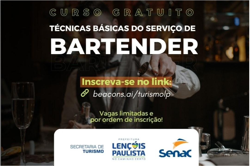 Curso gratuito de bartender abre vagas em Lençóis
