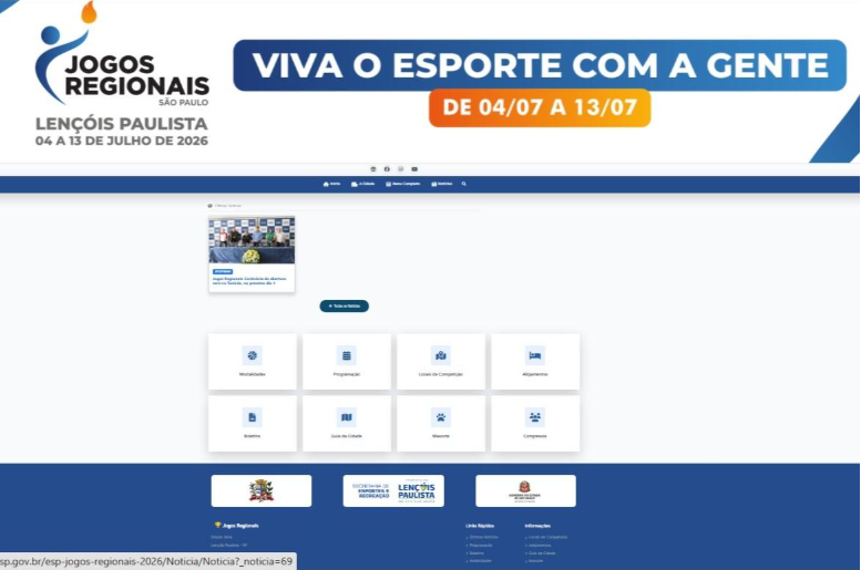 Jogos Regionais ganham site oficial com programação e novidades