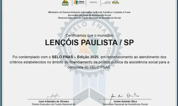 Lençóis Paulista conquista selo nacional e reforça compromisso com quem mais precisa